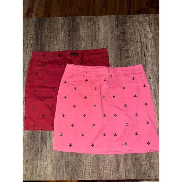Bundle of 2 British Khaki Anchor Skirts pink red Size 8 - Picture 1 of 5